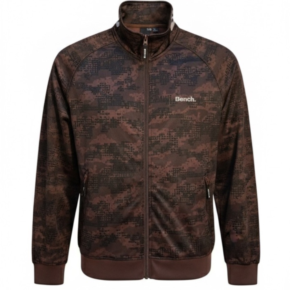 Bench Brown & Black Men’s Zip Up Logo Neck Jacket Size XXL